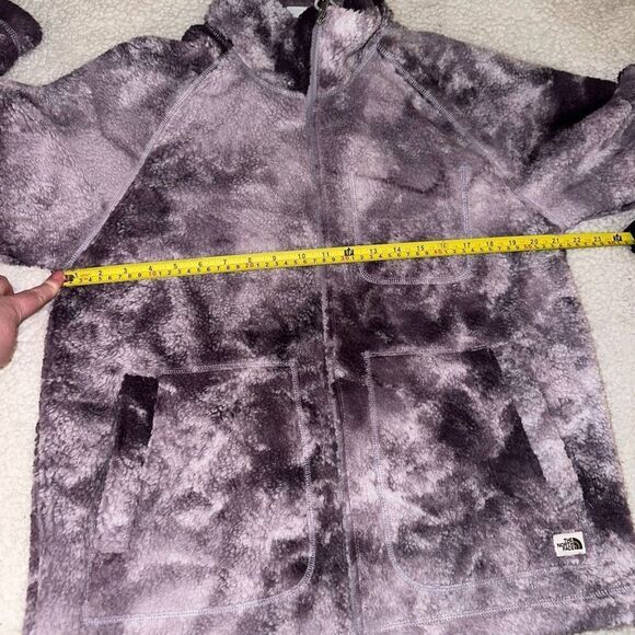 The North Face Womens Sherpa Purple White Tie Dye Zipper Jacket Medium EUC - Picture 8 of 11